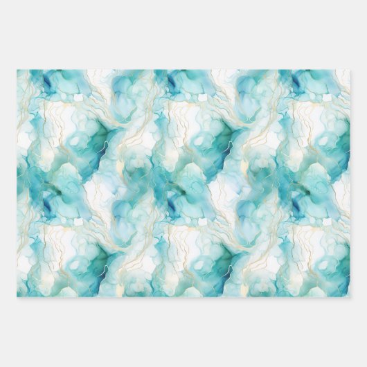 Mint Aqua Glam Elegante Geschenkpapier Set (Vorderseite 3)