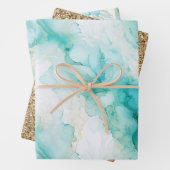 Mint Aqua Glam Elegante Geschenkpapier Set (Beispiel)