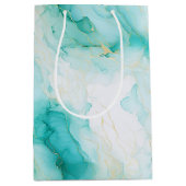 Mint Aqua Glam Elegante Mittlere Geschenktüte (Vorderseite)