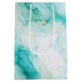 Mint Aqua Glam Elegante Mittlere Geschenktüte (Rückseite)