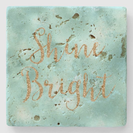 Mint Aqua Gold Glitzer Shine Steinuntersetzer (Vorderseite)