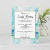Mint Aqua Gold Tinte Marmor Einladung (Stehend Vorderseite)