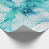 Mint Aqua Gold Tinte Marmor Geschenkpapier (Ecke)