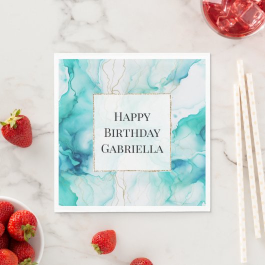 Mint Aqua Gold Tinte Marmor Serviette (Beispiel)