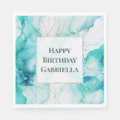 Mint Aqua Gold Tinte Marmor Serviette (Vorderseite)