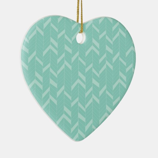 Mint Aqua Herringbone Keramik Ornament (Rechts)