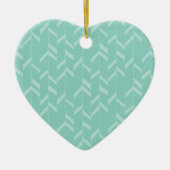 Mint Aqua Herringbone Keramik Ornament (Vorne)