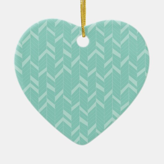 Mint Aqua Herringbone Keramik Ornament (Vorne)