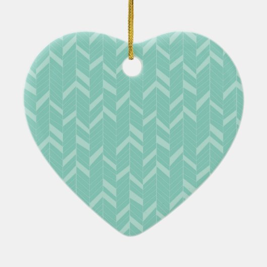 Mint Aqua Herringbone Keramik Ornament (Hinten)
