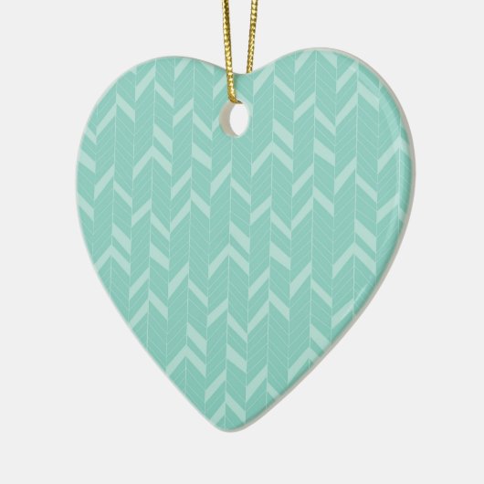 Mint Aqua Herringbone Keramik Ornament (Links)