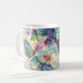 Mint Aqua Lila rosa Schmetterlinge Kaffeetasse (Vorderseite Links)