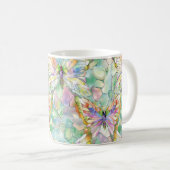 Mint Aqua Lila Schmetterlinge Kaffeetasse (VorderseiteRechts)