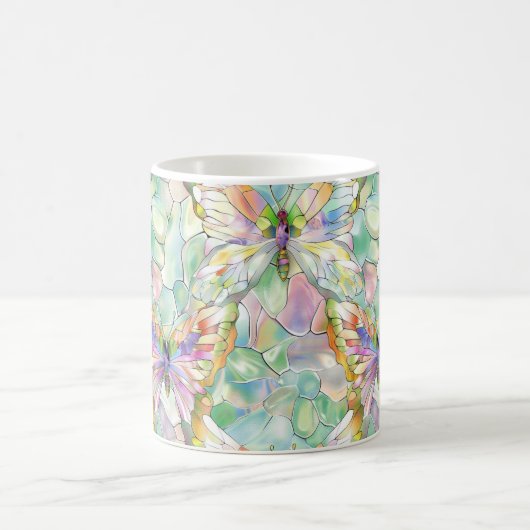 Mint Aqua Lila Schmetterlinge Kaffeetasse (Mittel)