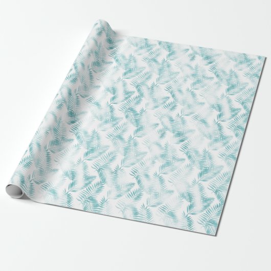Mint Aqua Ombre Tropical Blätter Geschenkpapier (Ungerollt)