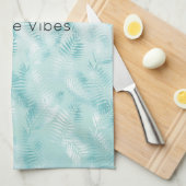 Mint Aqua Ombre Tropical Blätter Geschirrtuch (Viertel Falte)