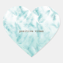 Mint Aqua Ombre Tropical Blätter Herz-Aufkleber