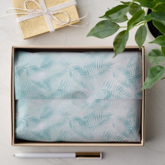 Mint Aqua Ombre Tropical Blätter Seidenpapier (Geschenk)