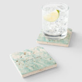 Mint Aqua Ombre Tropical Blätter Steinuntersetzer (Seitenansicht)