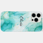 Mint Aqua Pearl Gold Marmor Case-Mate iPhone Hülle (Rückseite (Horizontal))