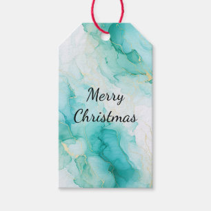 Mint Aqua Pearl Gold Marmor Geschenkanhänger
