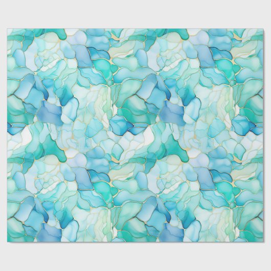 Mint Aqua Pearl Gold Marmor Geschenkpapier (Flach)