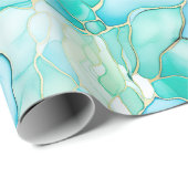 Mint Aqua Pearl Gold Marmor Geschenkpapier (Rolleneckpunkt)