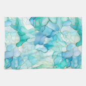 Mint Aqua Pearl Gold Marmor Geschirrtuch (Horizontal)