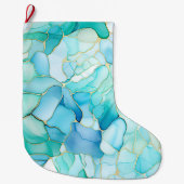 Mint Aqua Pearl Gold Marmor Großer Weihnachtsstrumpf (Vorderseite)