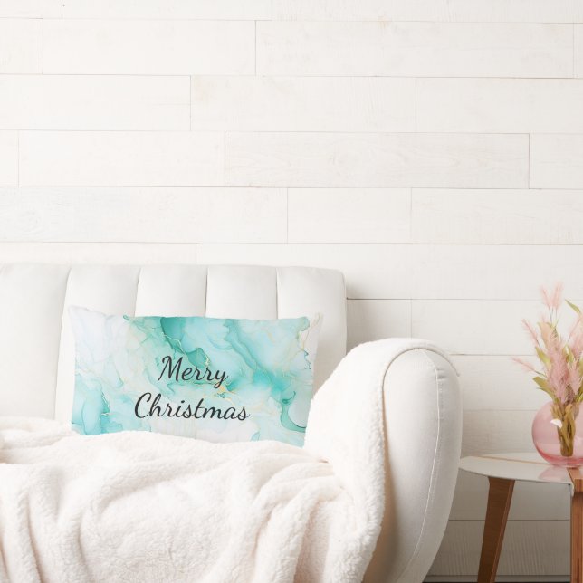 Mint Aqua Pearl Gold Marmor Lendenkissen (Liege)