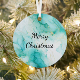 Mint Aqua Pearl Gold Marmor Ornament Aus Metall