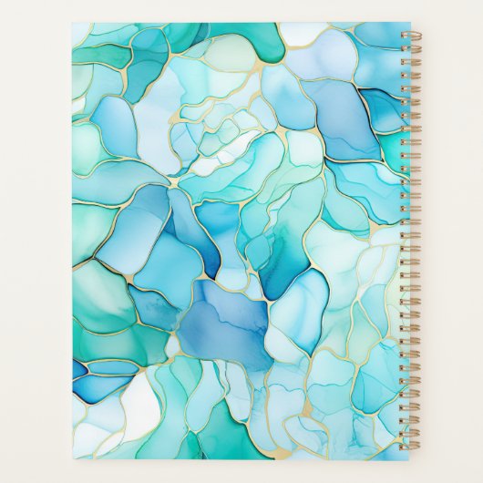 Mint Aqua Pearl Gold Marmor Planer (Rückseite)