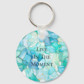 Mint Aqua Pearl Gold Marmor Schlüsselanhänger (Vorderseite)