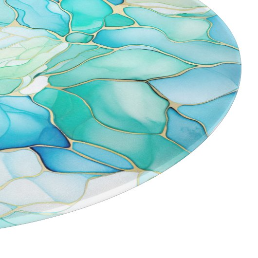Mint Aqua Pearl Gold Marmor Schneidebrett (Ecke)