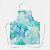 Mint Aqua Pearl Gold Marmor Schürze (Vorderseite)