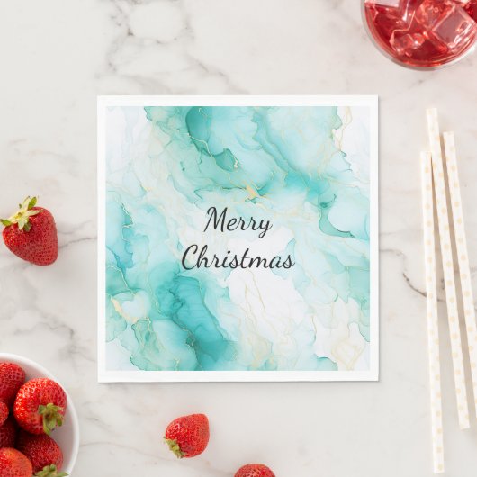 Mint Aqua Pearl Gold Marmor Serviette (Beispiel)