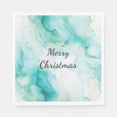 Mint Aqua Pearl Gold Marmor Serviette (Vorderseite)