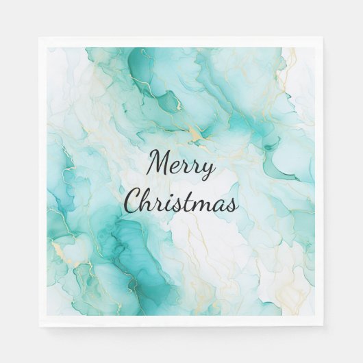 Mint Aqua Pearl Gold Marmor Serviette (Vorderseite)