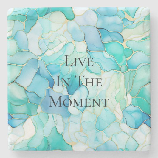 Mint Aqua Pearl Gold Marmor Steinuntersetzer (Vorderseite)