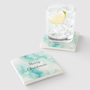 Mint Aqua Pearl Gold Marmor Steinuntersetzer