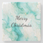 Mint Aqua Pearl Gold Marmor Steinuntersetzer (Vorderseite)