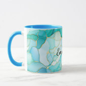 Mint Aqua Pearl Gold Marmor Tasse (Links)