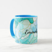 Mint Aqua Pearl Gold Marmor Tasse (Vorderseite Links)