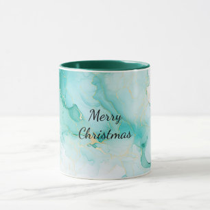 Mint Aqua Pearl Gold Marmor Tasse