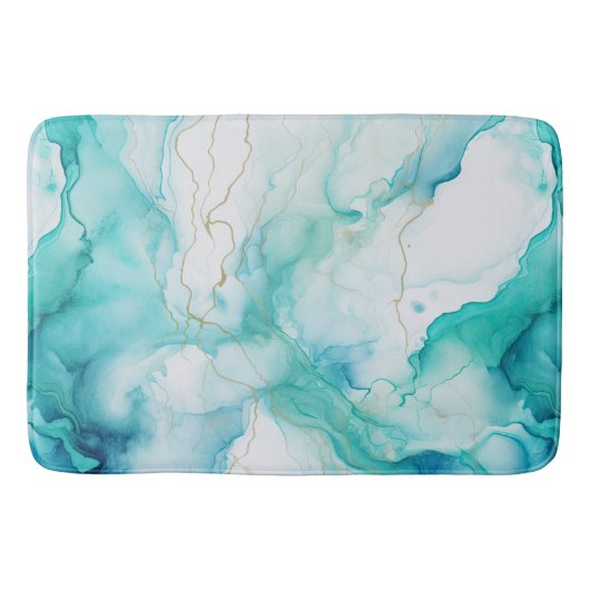 Mint Aqua Tinte Marmor Badematte (Vorderseite)