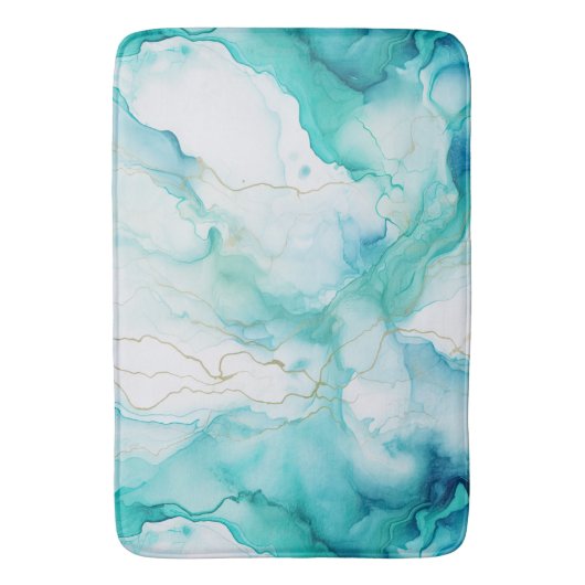 Mint Aqua Tinte Marmor Badematte (Vorderseite Vertikal)