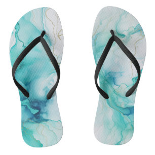 Mint Aqua Tinte Marmor Badesandalen