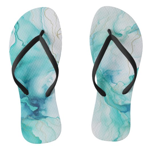 Mint Aqua Tinte Marmor Badesandalen (Fußbett)