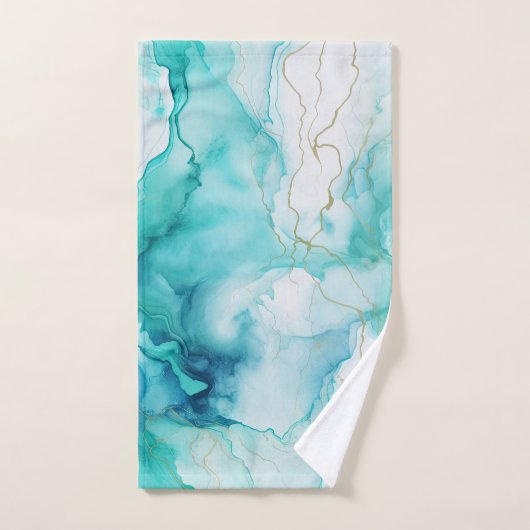 Mint Aqua Tinte Marmor Badhandtuch Set (Handtuch)