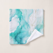 Mint Aqua Tinte Marmor Badhandtuch Set (Waschlappen)
