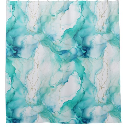 Mint Aqua Tinte Marmor Duschvorhang (Vorderseite)